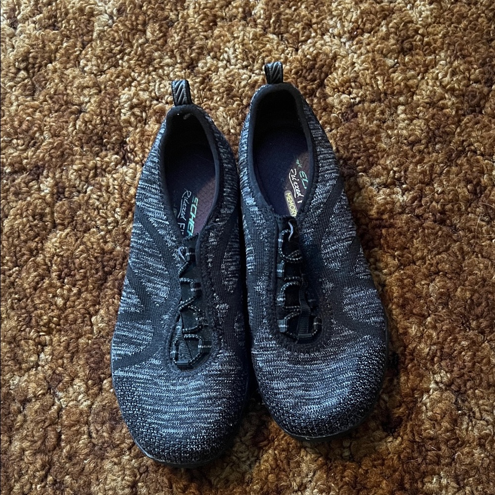 Skechers Charcoal Knit Slip-On Shoes